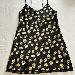 Floral Slip Dress with Lace Trim